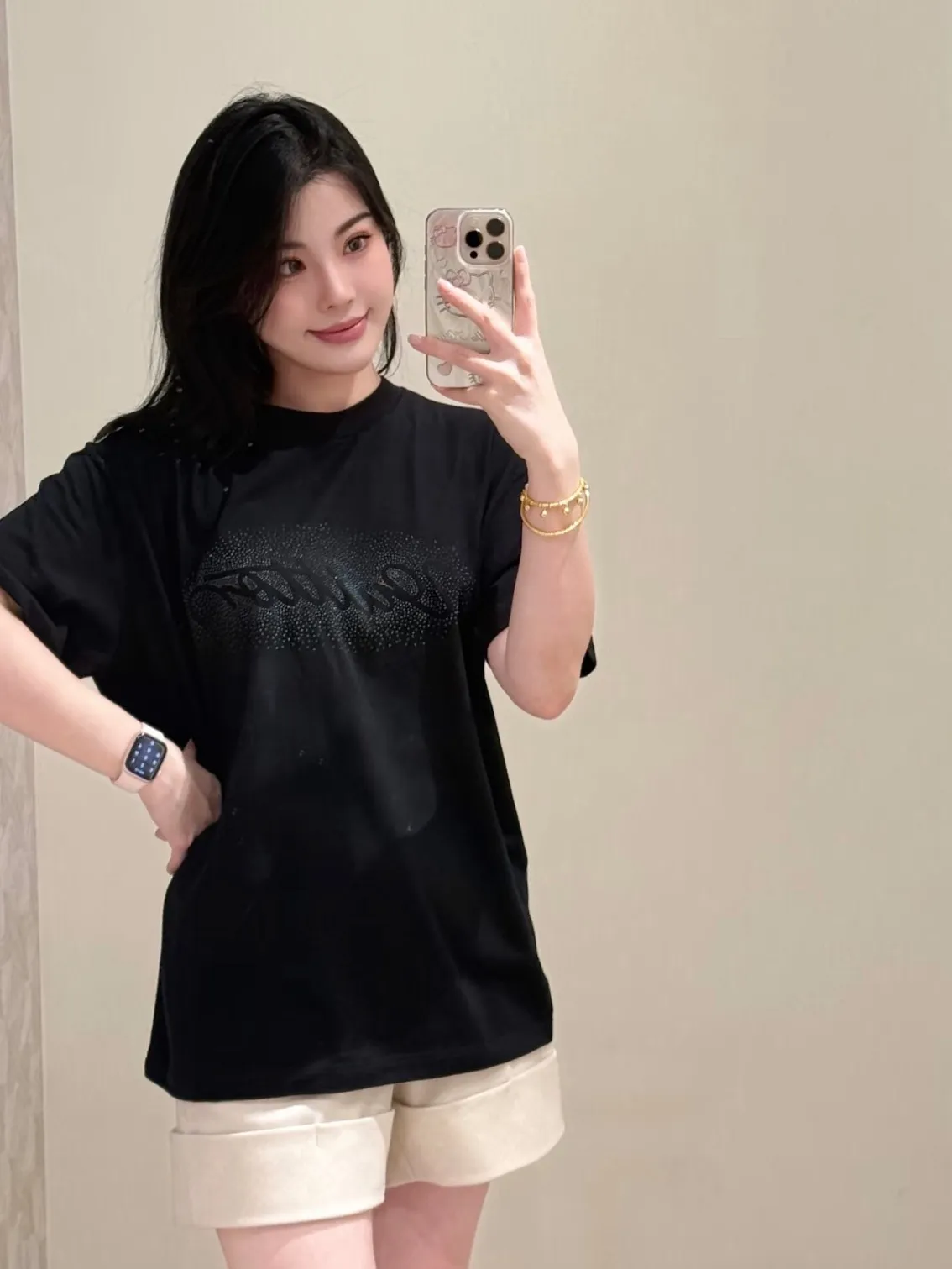 Louis Vuitton/Louis Vuitton Iron-On Letter Short Sleeve